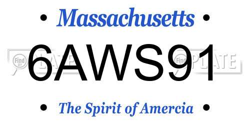 6AWS91 Massachusetts License Plate