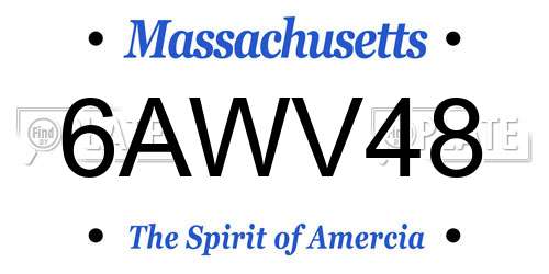 6AWV48 Massachusetts License Plate