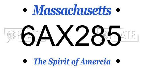 6AX285 Massachusetts License Plate