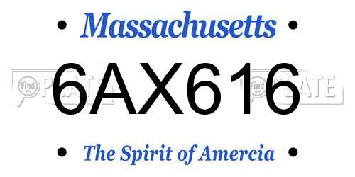 6AX616 Massachusetts License Plate