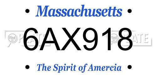 6AX918 Massachusetts License Plate