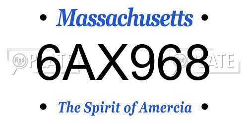 6AX968 Massachusetts License Plate