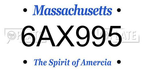 6AX995 Massachusetts License Plate