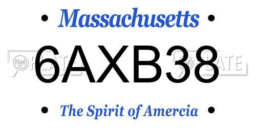 6AXB38 Massachusetts License Plate