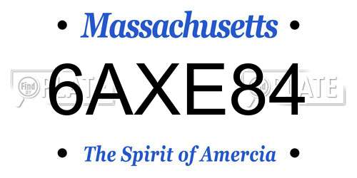 6AXE84 Massachusetts License Plate