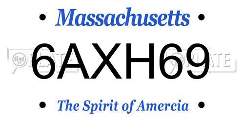 6AXH69 Massachusetts License Plate