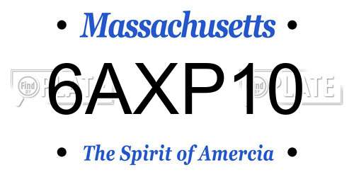 6AXP10 Massachusetts License Plate