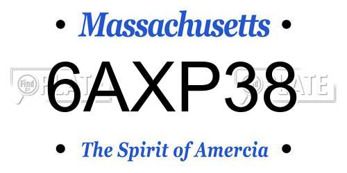 6AXP38 Massachusetts License Plate