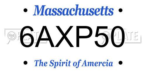 6AXP50 Massachusetts License Plate