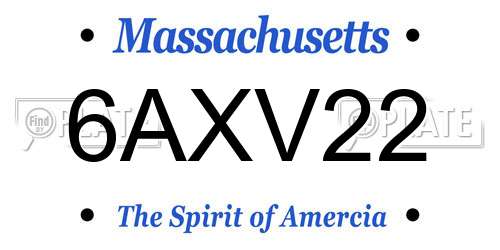6AXV22 Massachusetts License Plate