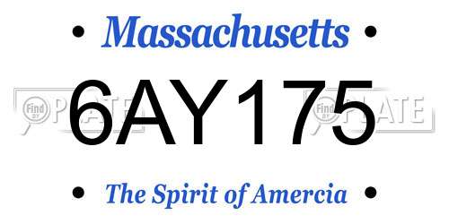 6AY175 Massachusetts License Plate