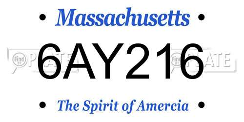 6AY216 Massachusetts License Plate