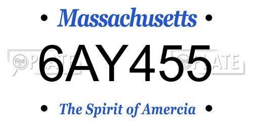 6AY455 Massachusetts License Plate