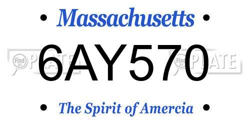 6AY570 Massachusetts License Plate