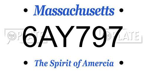 6AY797 Massachusetts License Plate