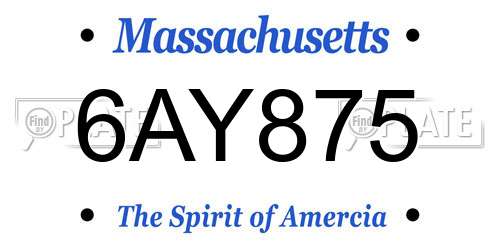 6AY875 Massachusetts License Plate