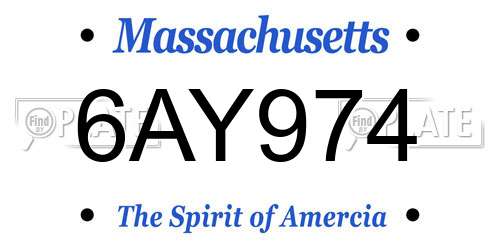 6AY974 Massachusetts License Plate