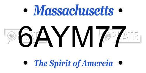 6AYM77 Massachusetts License Plate
