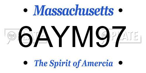6AYM97 Massachusetts License Plate