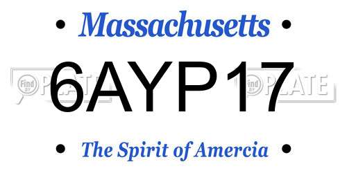 6AYP17 Massachusetts License Plate