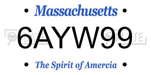 6AYW99 Massachusetts License Plate