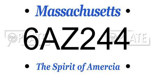 6AZ244 Massachusetts License Plate