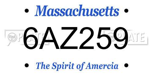 6AZ259 Massachusetts License Plate