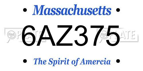 6AZ375 Massachusetts License Plate