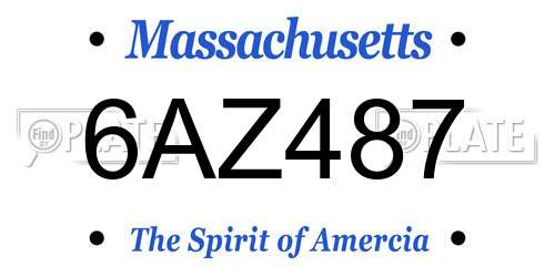 6AZ487 Massachusetts License Plate