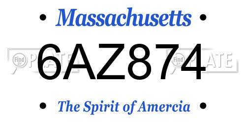 6AZ874 Massachusetts License Plate