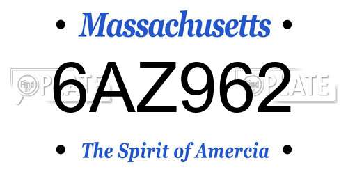 6AZ962 Massachusetts License Plate