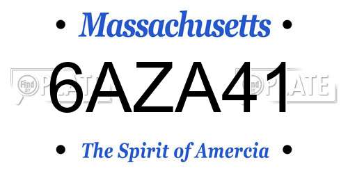 6AZA41 Massachusetts License Plate