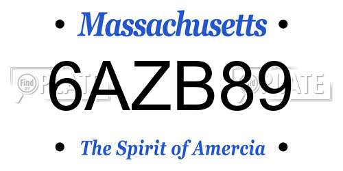 6AZB89 Massachusetts License Plate
