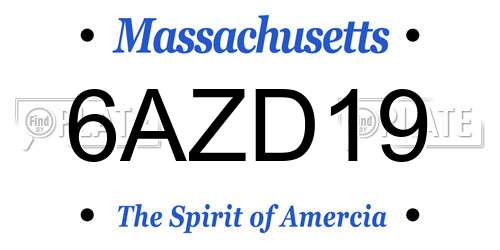 6AZD19 Massachusetts License Plate