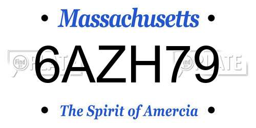 6AZH79 Massachusetts License Plate
