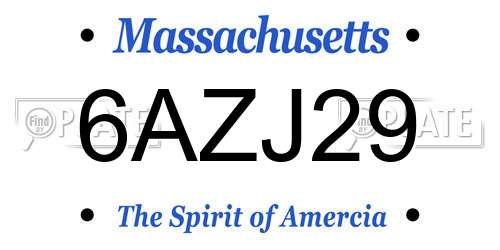 6AZJ29 Massachusetts License Plate