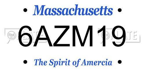 6AZM19 Massachusetts License Plate