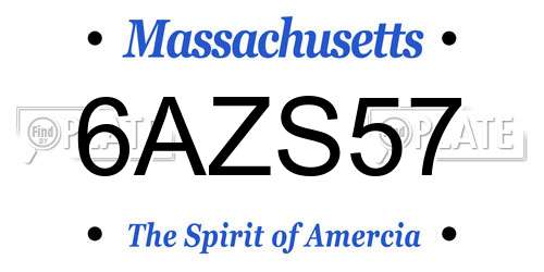 6AZS57 Massachusetts License Plate