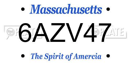 6AZV47 Massachusetts License Plate
