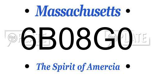 6B08G0 Massachusetts License Plate