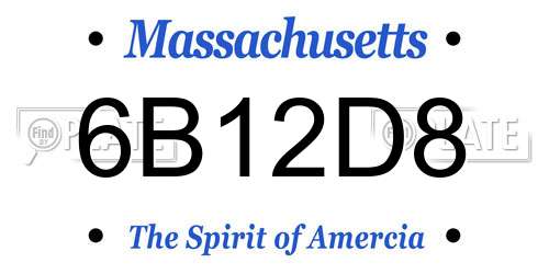 6B12D8 Massachusetts License Plate