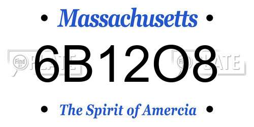 6B12O8 Massachusetts License Plate