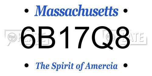 6B17Q8 Massachusetts License Plate