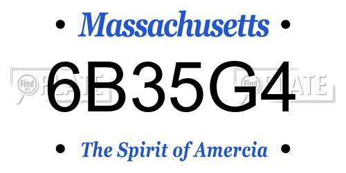6B35G4 Massachusetts License Plate