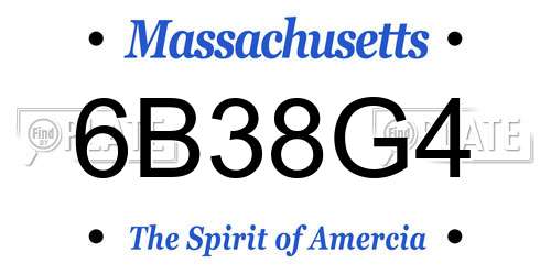6B38G4 Massachusetts License Plate