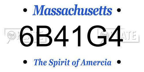 6B41G4 Massachusetts License Plate