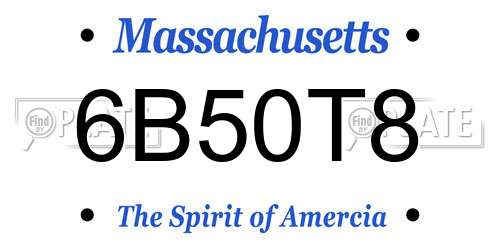 6B50T8 Massachusetts License Plate