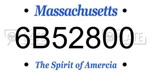 6B52800 Massachusetts License Plate