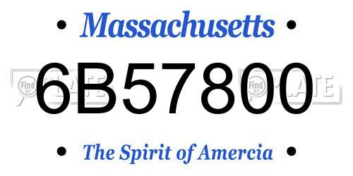 6B57800 Massachusetts License Plate