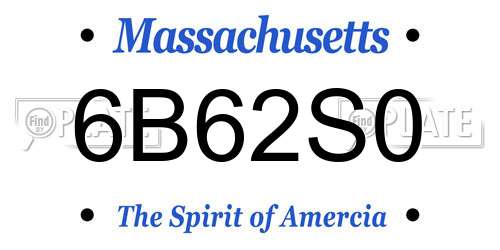 6B62S0 Massachusetts License Plate